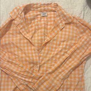 J. Crew Orange and White Checkered Shirt